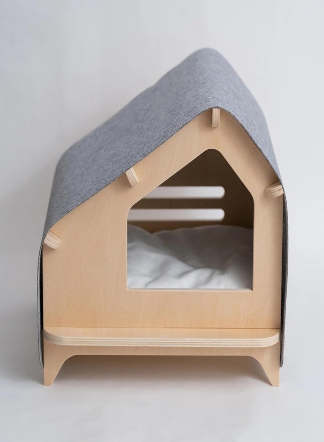 Keebori Wooden Foldable Pet House for Dog and Cat Luxe Cabin for pet with Removable Cushion Indoor and Outdoor pet House Pet House for Cats and Puppies Dogs - Image 2